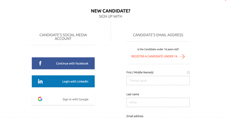 PeopleCert Create Account Screenshot